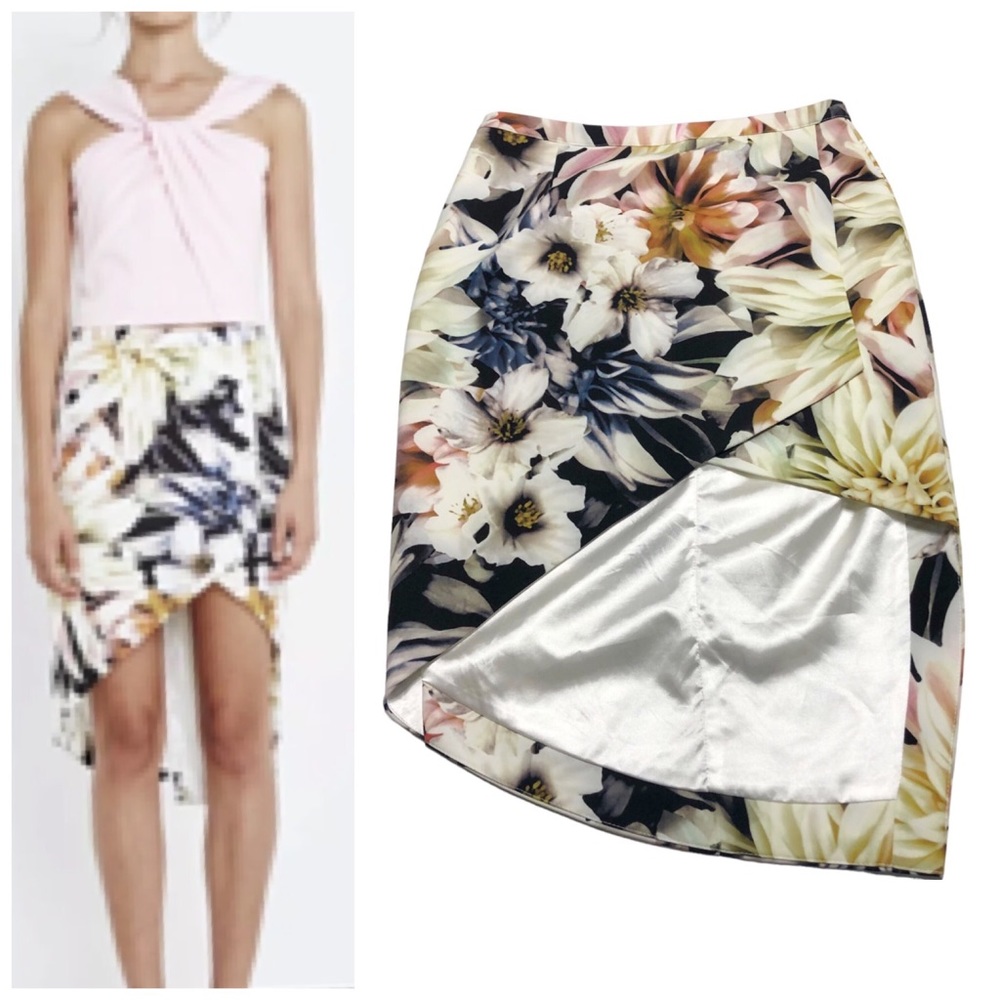 Shilla the Label floral wrap Skirt asymmetrical hem size L